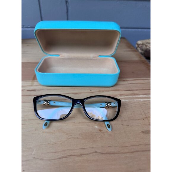 TIFFANY & CO TF2074 8134 52mm Havana Blue Eyeglasses Frames Italy With Case - Picture 1 of 10